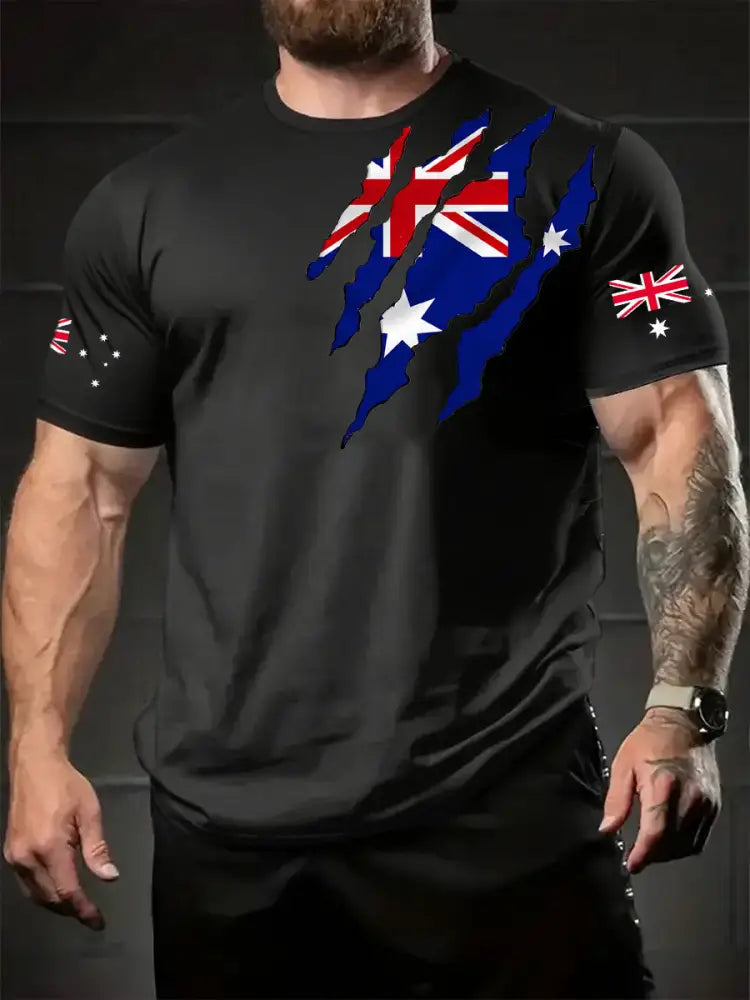 Men’s Australia Flag Printed T-shirt Black / S