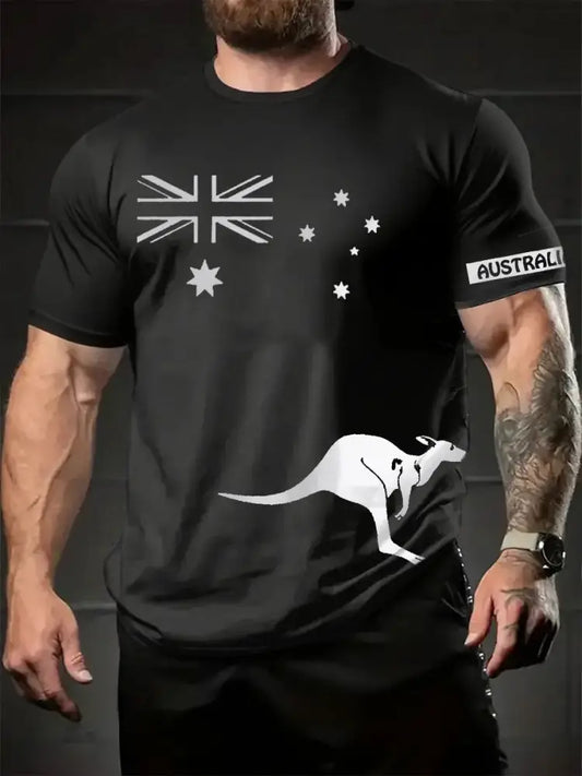 Men’s Australia Flag Printed T-shirt Black / S
