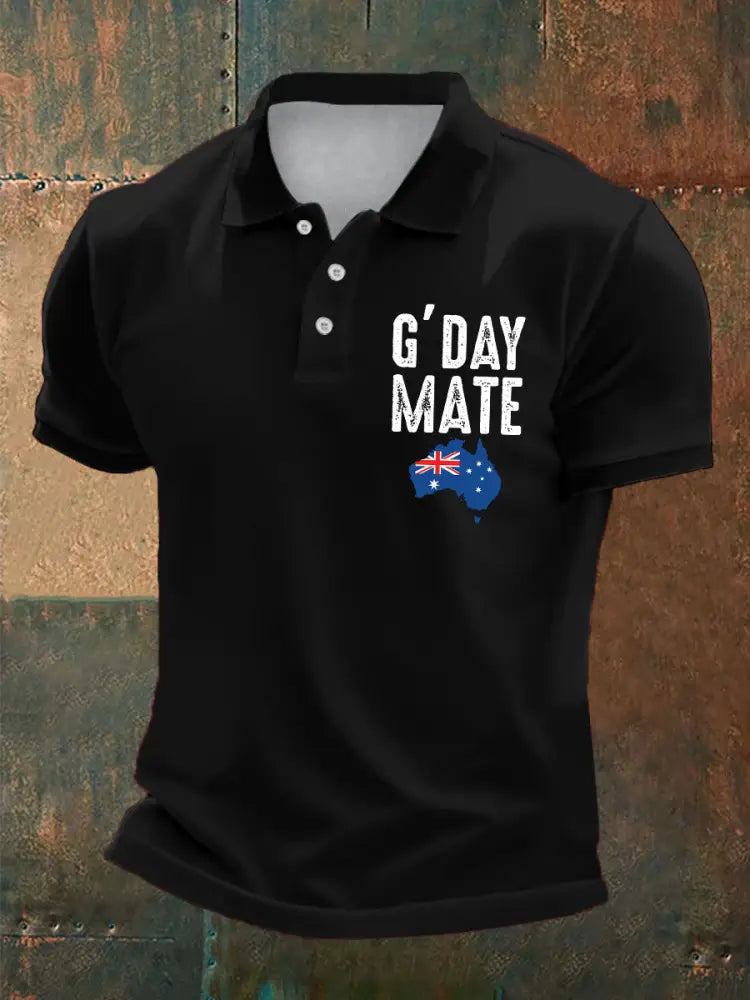 Men’s Australia Patriotic Printed Casual Tops Black / S