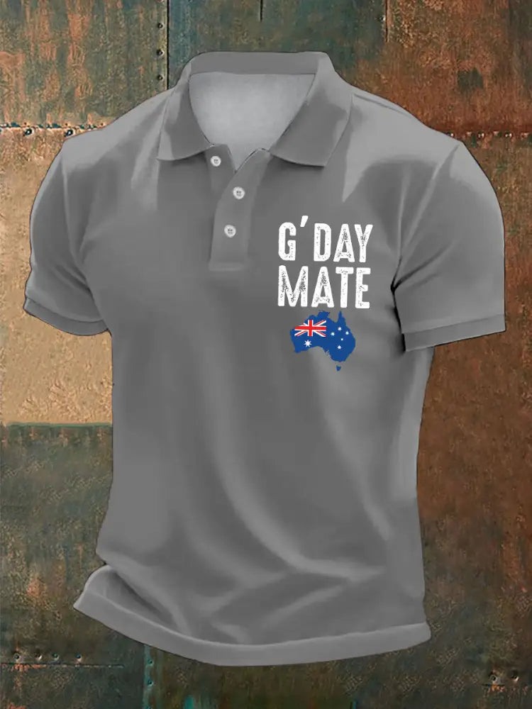 Men’s Australia Patriotic Printed Casual Tops Light Gray / S