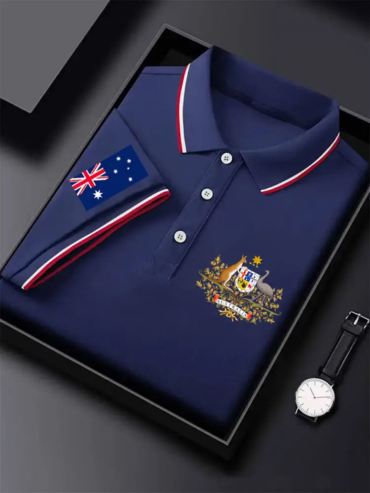 Men’s Australia Patriotic Printed Casual Tops Navy Blue / S