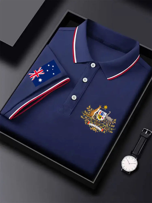 Men’s Australia Patriotic Printed Casual Tops Navy Blue / S