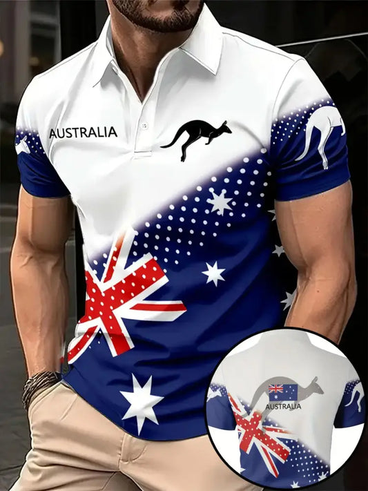 Men’s Australia Patriotic Printed Casual Tops White / S
