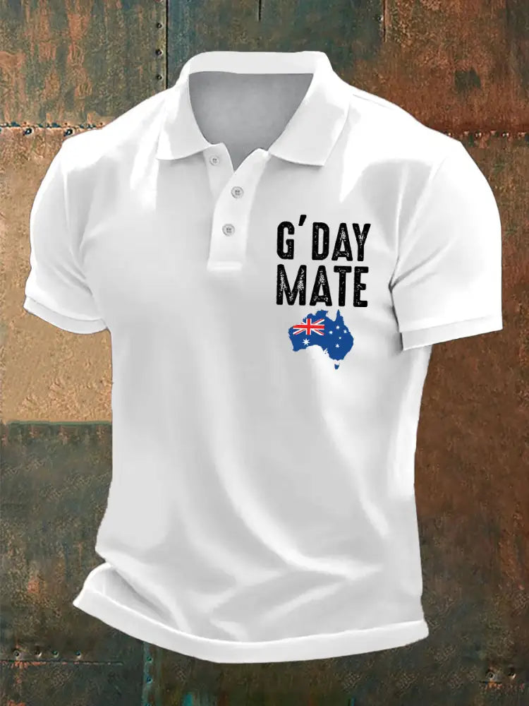 Men’s Australia Patriotic Printed Casual Tops White / S