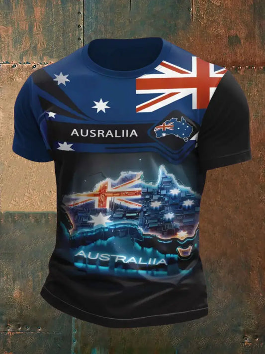 Men’s Australia Patriotic Printed T-shirt Black / S