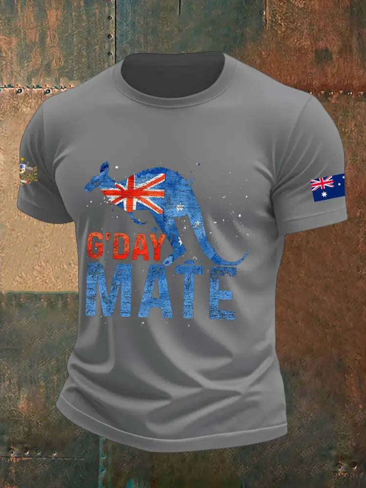 Men’s Australia Patriotic Printed T-shirt Light Gray / S