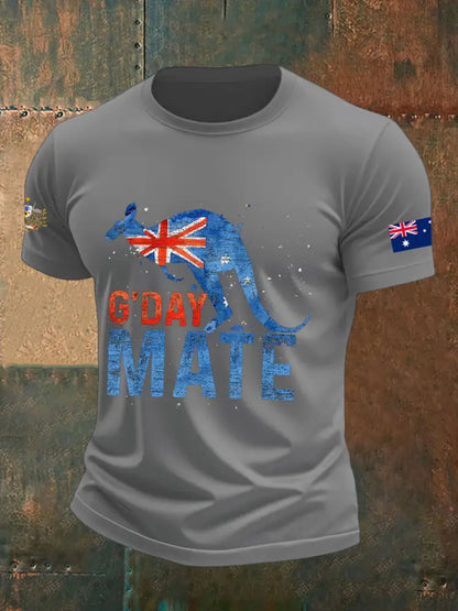 Men’s Australia Patriotic Printed T-shirt Light Gray / S