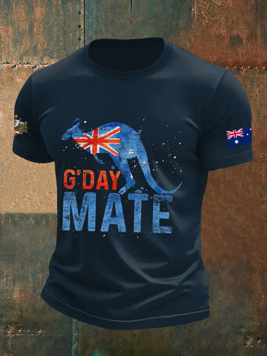 Men’s Australia Patriotic Printed T-shirt Navy Blue / S