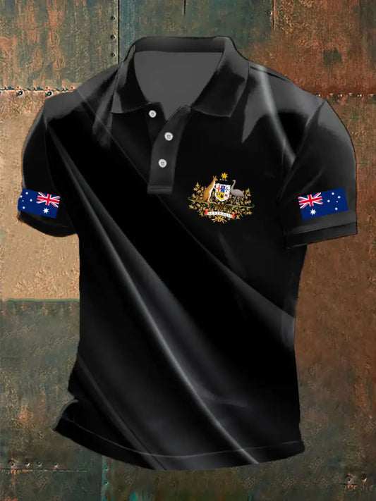 Men’s Australia Printed Casual Tops Black / S