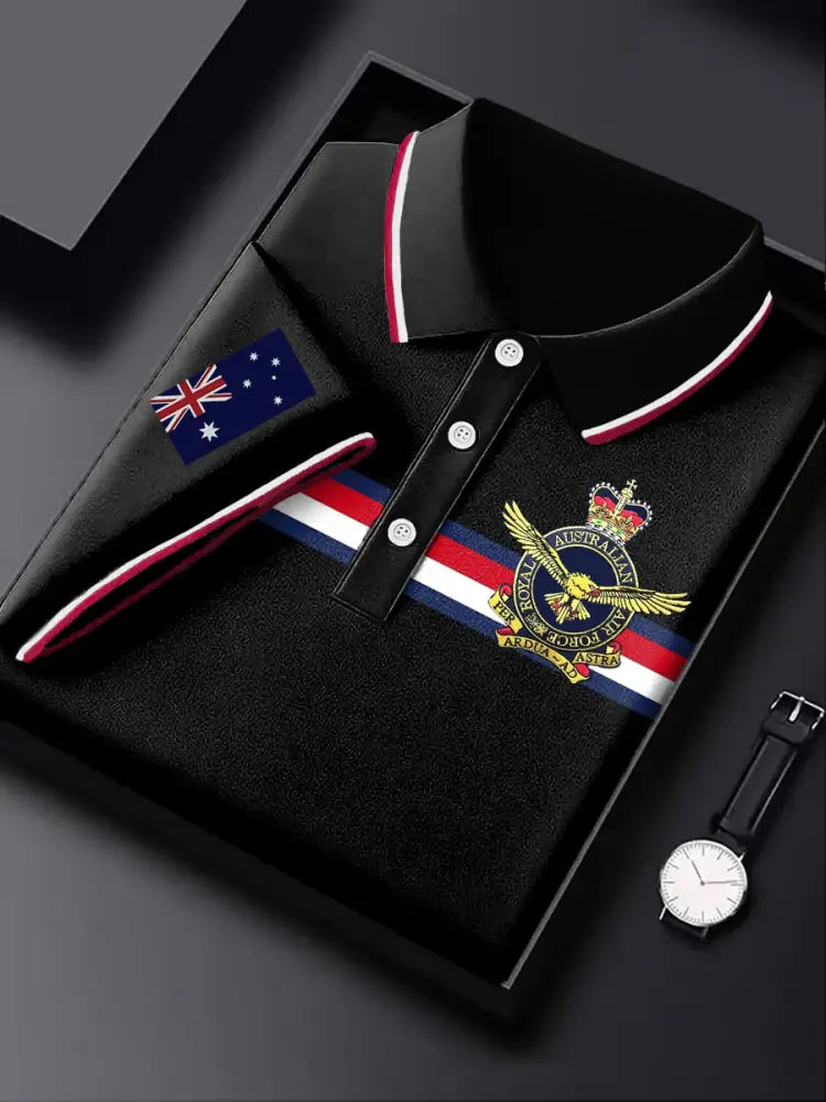 Men’s Australia Stripe Crown Crest Printed Casual Business Polo Shirt Colorful / S