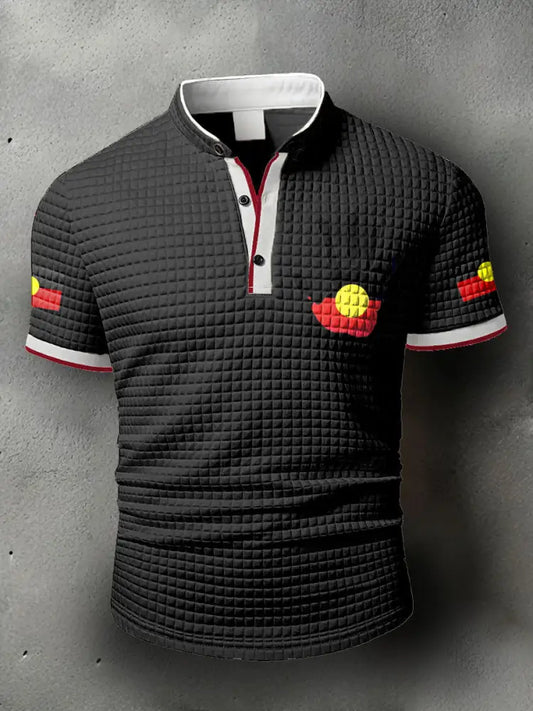 Men’s Australian Aboriginal Flag Printed Casual Tops Black / S