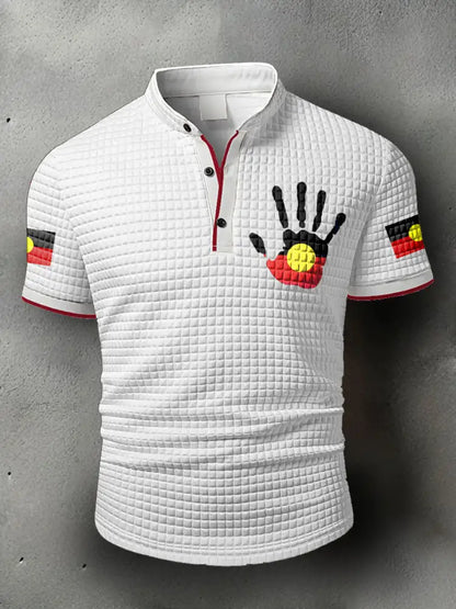 Men’s Australian Aboriginal Flag Printed Casual Tops White / S