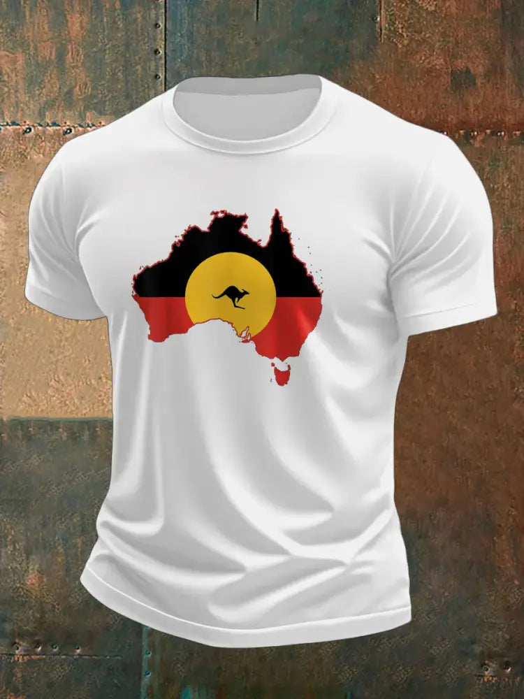 Men’s Australian Aboriginal Flag Printed T-shirt White / S