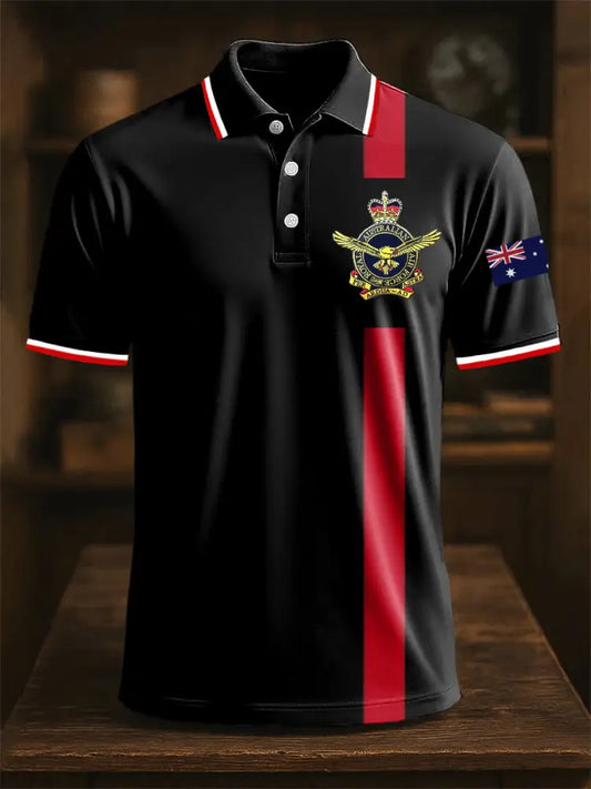 Men’s Australian Air Force Emblem Flag Print Casual Business Polo Shirt Colorful / S