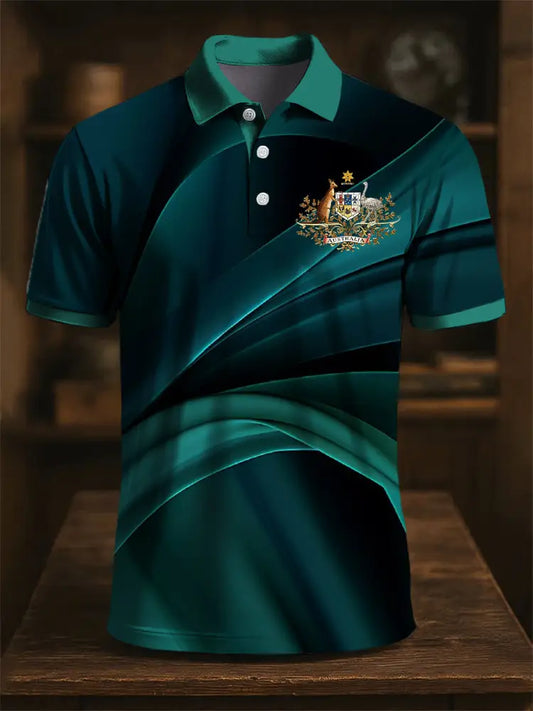 Men’s Australian Kangaroo Abstract Texture Art Print Casual Business Polo Shirt Colorful / S