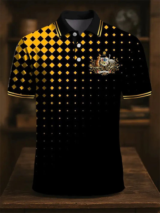 Men’s Australian Kangaroo Gradient Geometric Print Casual Business Polo Shirt Colorful / S