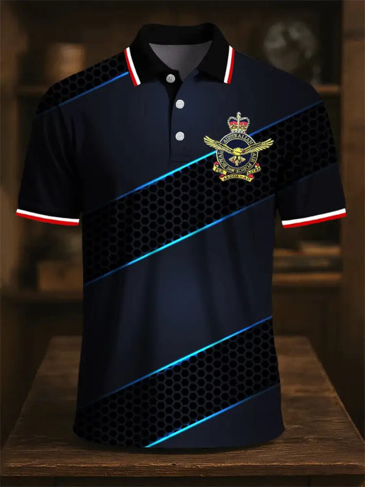 Men’s Australian Kangaroo Gradient Stripe Art Print Casual Business Polo Shirt Colorful / S