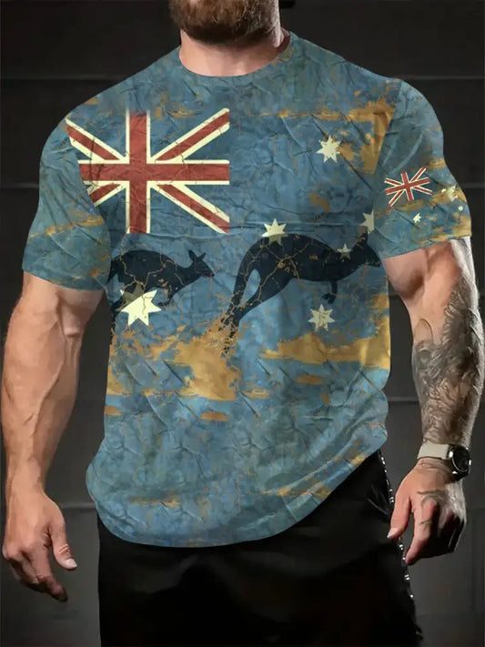 Men’s Austrilia Flag Art Printed T-shirt Blue / S