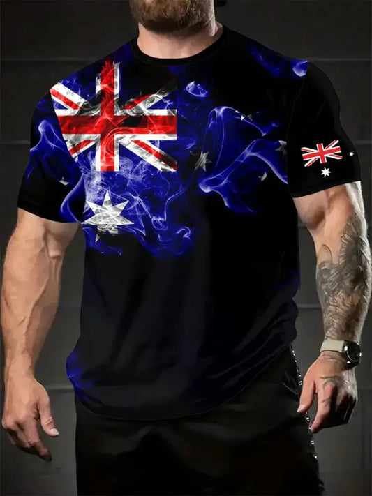 Men’s Austrilia Flag Art Printed T-shirt Navy Blue / S
