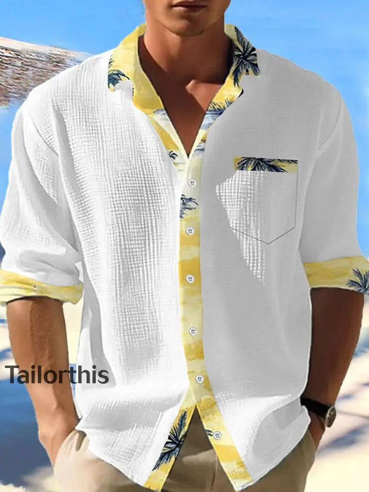 Men’s Beach Hawaiian Shirts White / S Men’s Clothing