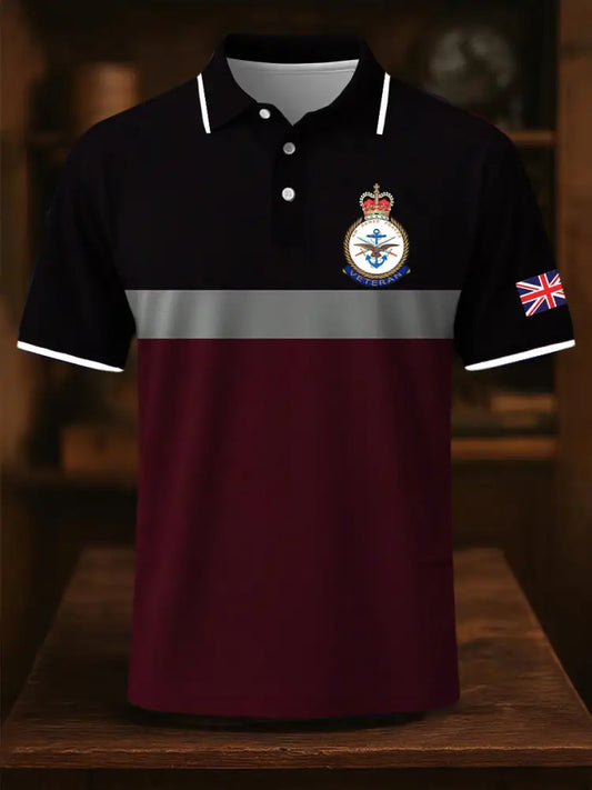 Men’s British Armed Forces MOD Veterans Stripes Print Casual Short Sleeve Top As picture / S
