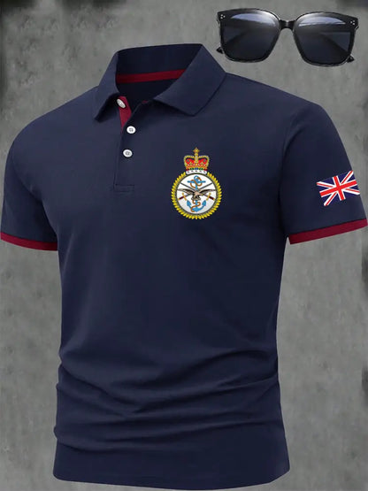 Men’s BRITISH ARMED FORCES Print Casual Short Sleeve Top Navy Blue / S