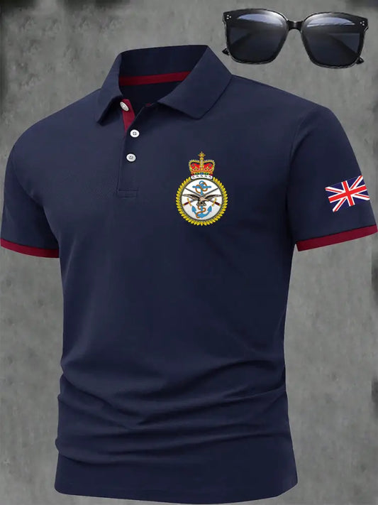 Men’s BRITISH ARMED FORCES Print Casual Short Sleeve Top Navy Blue / S