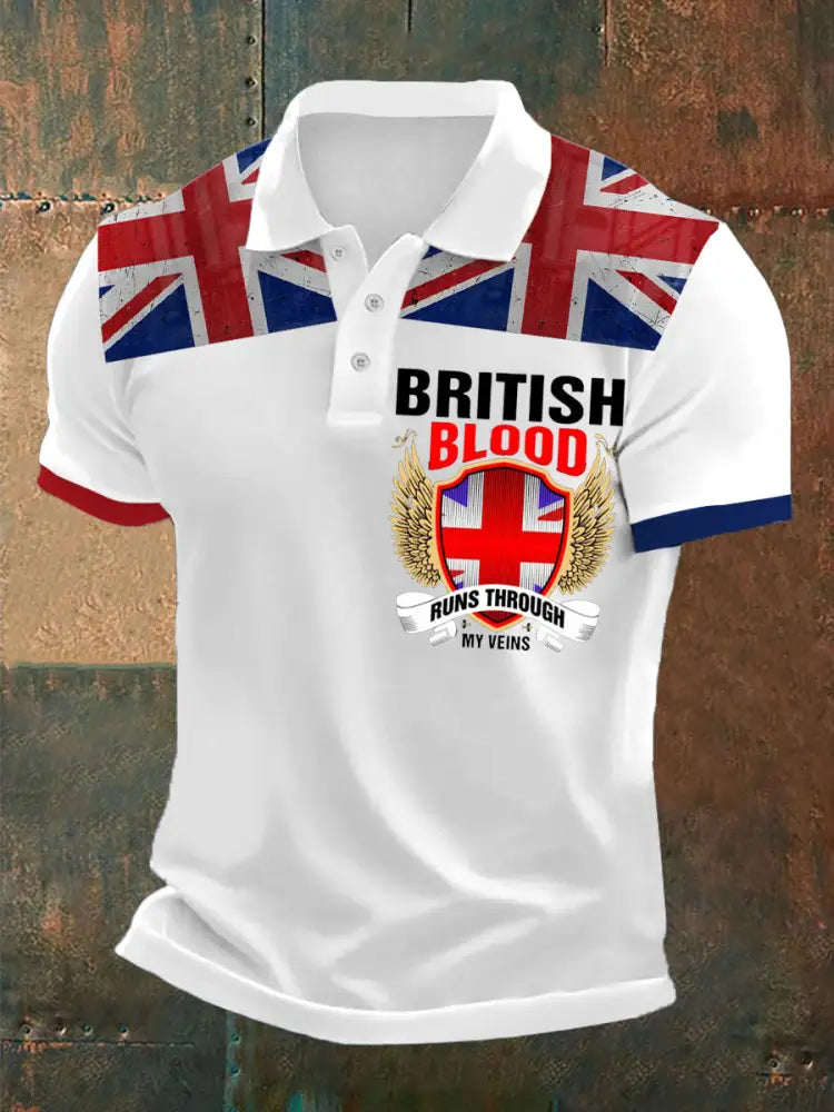 Men’s British Blood Proud Printed Polo Shirt White / S