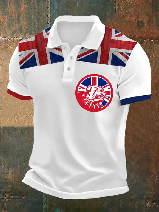Men’s British Bulldog Printed Polo Shirt White / S