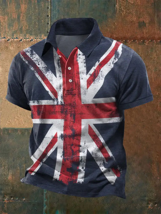 Men’s British flag-print polo shirts Navy Blue / S