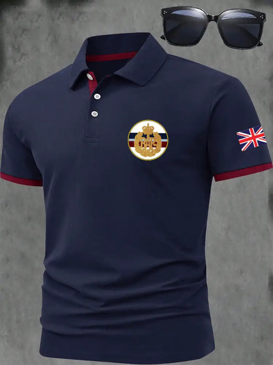 Men’s British Royal Air Force RAF Print Casual Short Sleeve Top Navy Blue / S