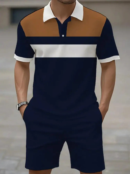 Men’s Casual Business Short-sleeved Polo Suit As picture / S Men’s Clothing
