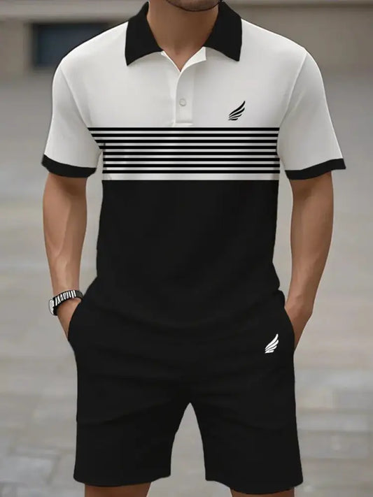 Men’s Casual Business Short-sleeved Polo Suit Black / S Men’s Clothing