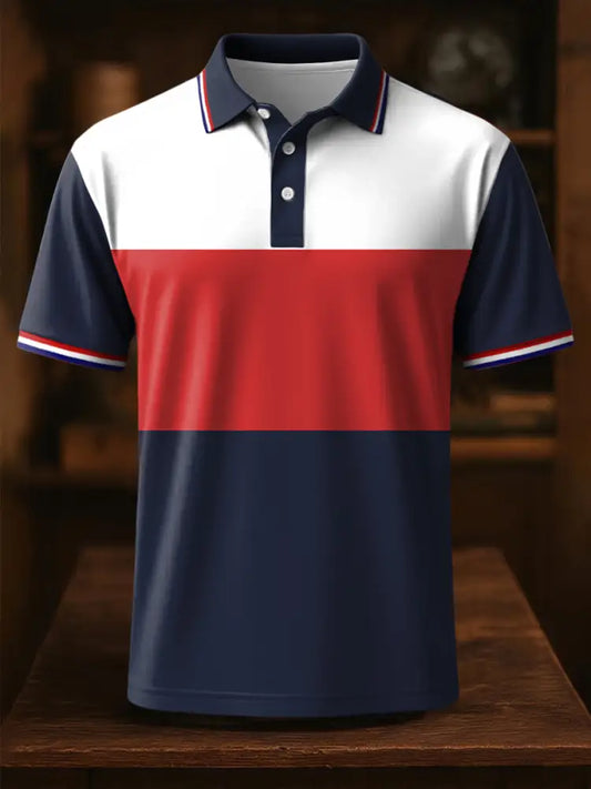 Men’s Colorblock Print Casual Top Navy Blue / S