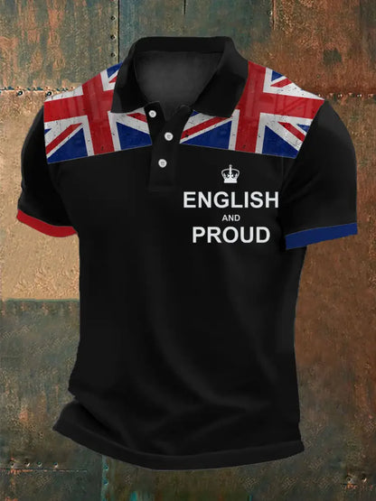 Men’s English Proud Printed Polo Shirt Black / S