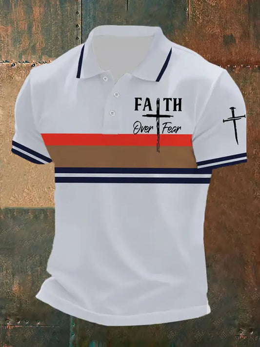 Men’s Faith Cross Printed Casual Polo Shirt A / S