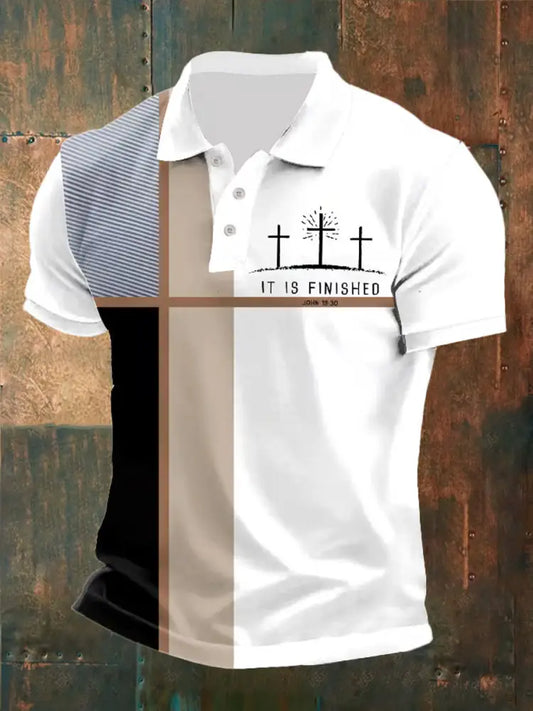 Men’s Faith Cross Printed Casual Polo Shirt A / S