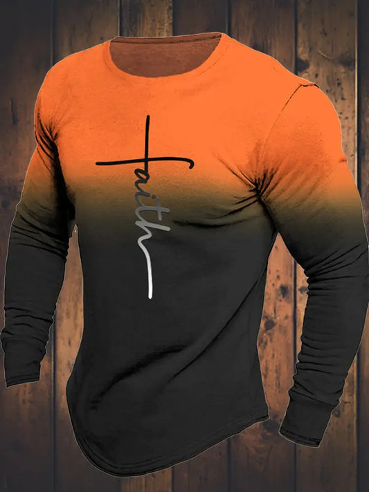 Men’s Faith Printed Top Orange / S Men’s Clothing
