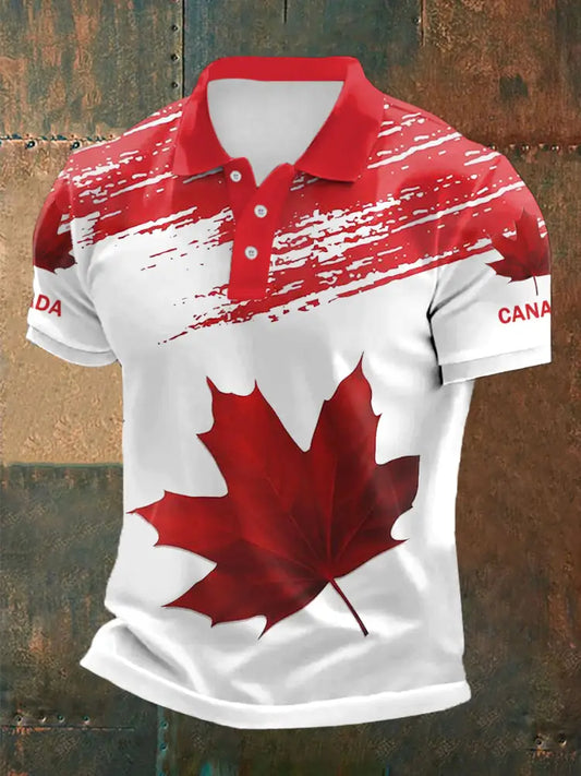 Men’s Happy Canada Day Canadian Maple Leaf Print Casual Top Red / S