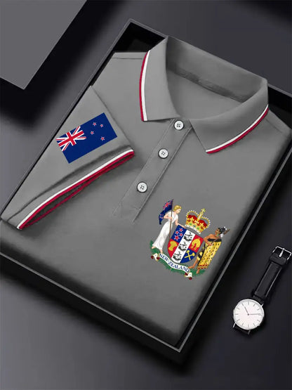 Men’s New Zealand Flag Pride Printed Casual Tops Light Gray / S