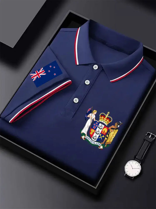 Men’s New Zealand Flag Pride Printed Casual Tops Navy Blue / S