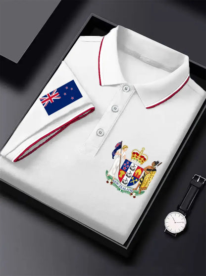Men’s New Zealand Flag Pride Printed Casual Tops White / S