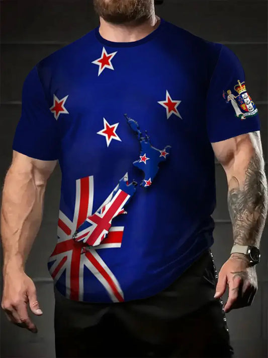 Men’s New Zealand Flag Pride Printed T-shirt Royal Blue / S