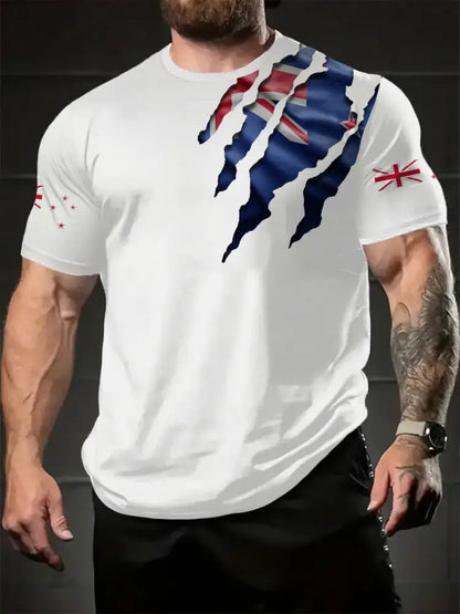 Men’s New Zealand Flag Printed T-shirt White / S