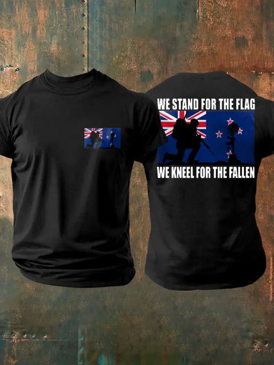 Men’s New Zealand Flag Veteran Printed T-shirt Black / S