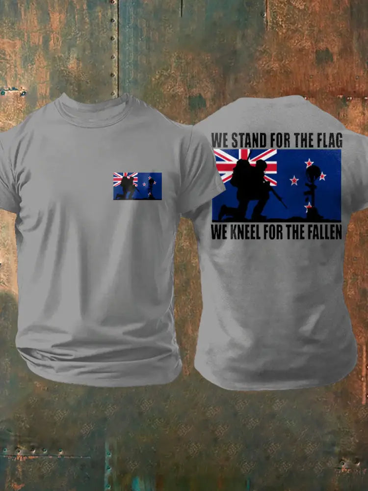 Men’s New Zealand Flag Veteran Printed T-shirt Light Gray / S