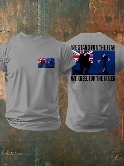 Men’s New Zealand Flag Veteran Printed T-shirt Light Gray / S