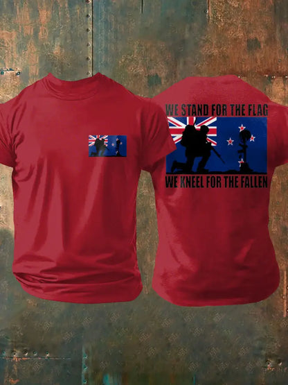 Men’s New Zealand Flag Veteran Printed T-shirt Pure Red / S