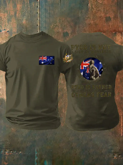 Men’s PTSD Awareness Veteran Printed T-shirt Army Green / S