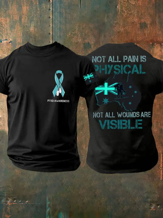 Men’s PTSD Awareness Veteran Printed T-shirt Black / S